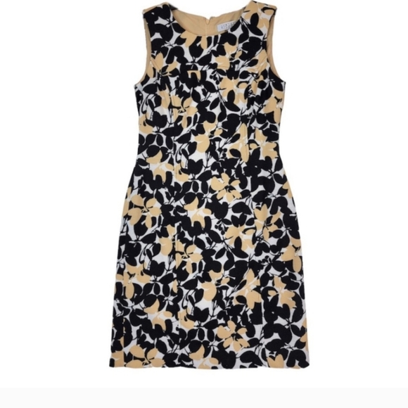 Nipon Boutique Black/Yellow Floral Sleeveless Sheath Dress, Sz 14 EUC - Picture 2 of 6